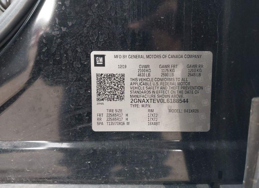 Photo 9 of 2020 Chevrolet Equinox AWD 2FL (VIN 2GNAXTEV0L6188544)