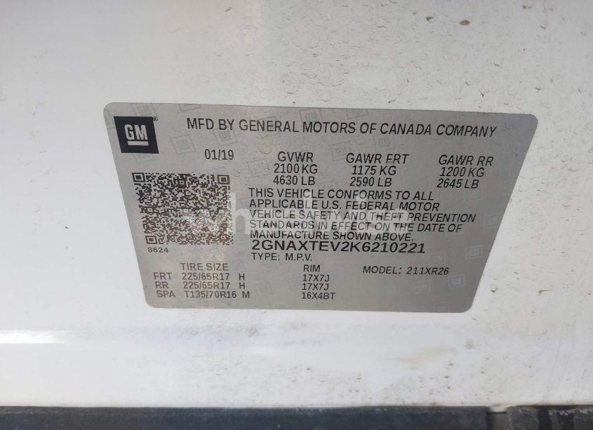 Photo 9 of 2019 Chevrolet Equinox LT (VIN 2GNAXTEV2K6210221)