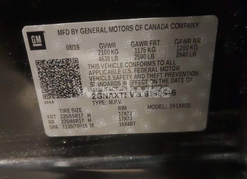 Photo 9 of 2020 Chevrolet Equinox AWD 2FL (VIN 2GNAXTEV2L6130516)