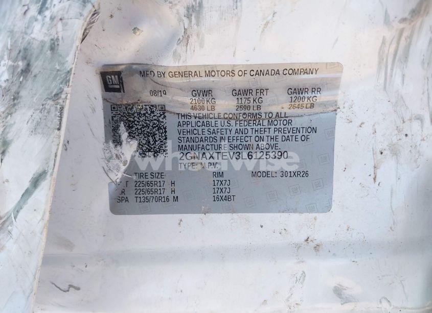 Photo 9 of 2020 Chevrolet Equinox AWD 2FL (VIN 2GNAXTEV3L6125390)