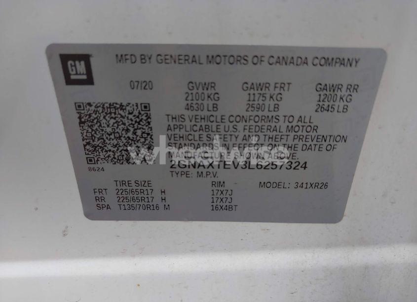 Photo 8 of 2020 Chevrolet Equinox AWD 2FL (VIN 2GNAXTEV3L6257324)