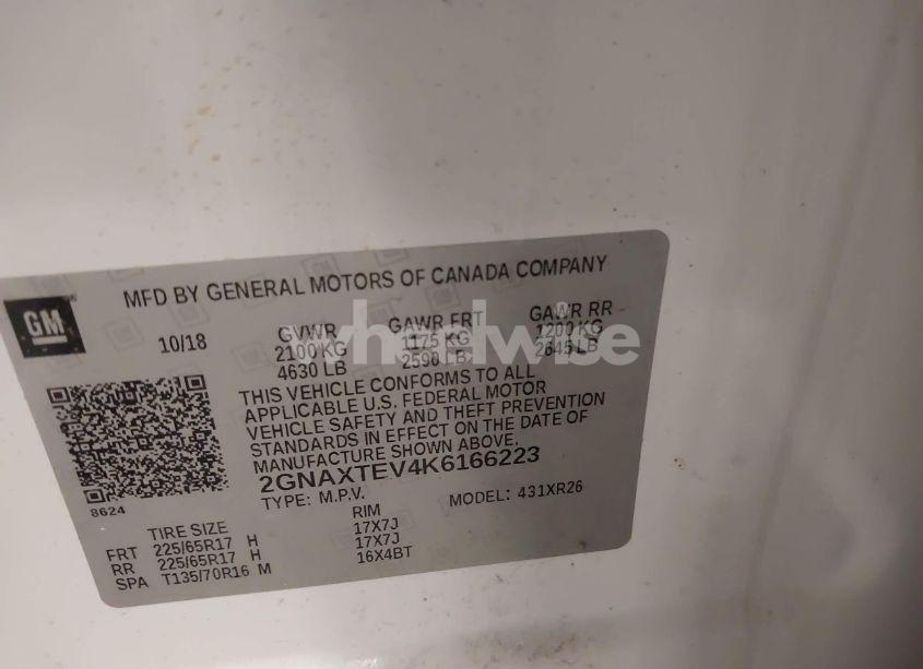 Photo 9 of 2019 Chevrolet Equinox LT (VIN 2GNAXTEV4K6166223)