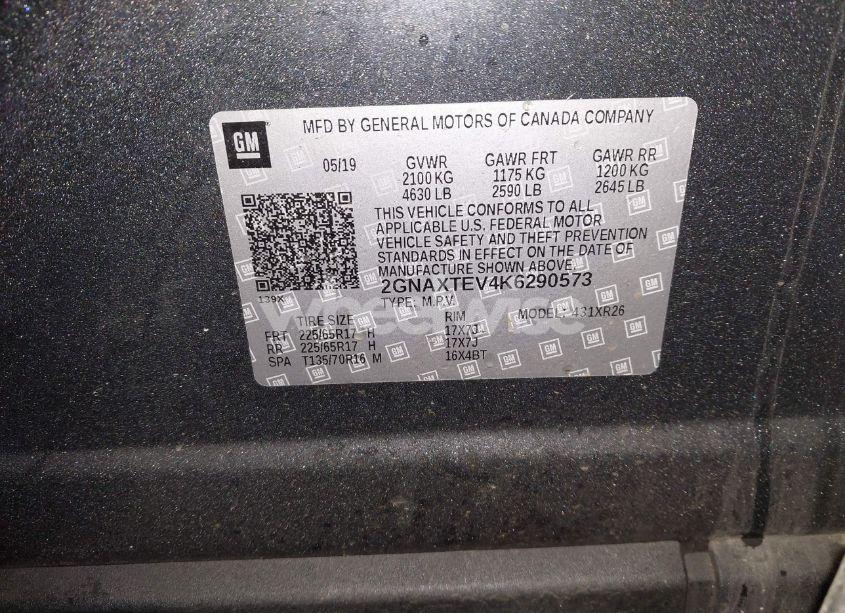 Photo 9 of 2019 Chevrolet Equinox LT (VIN 2GNAXTEV4K6290573)