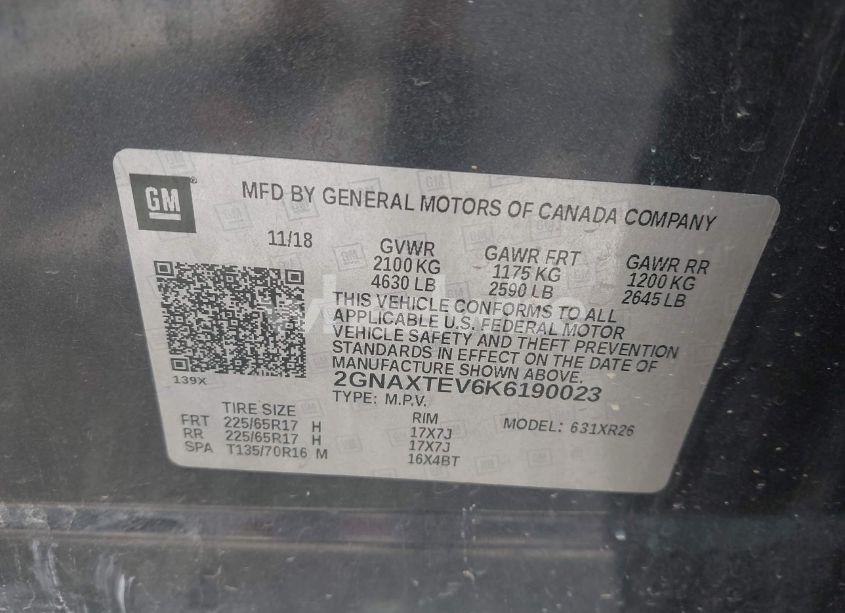 Photo 9 of 2019 Chevrolet Equinox LT (VIN 2GNAXTEV6K6190023)