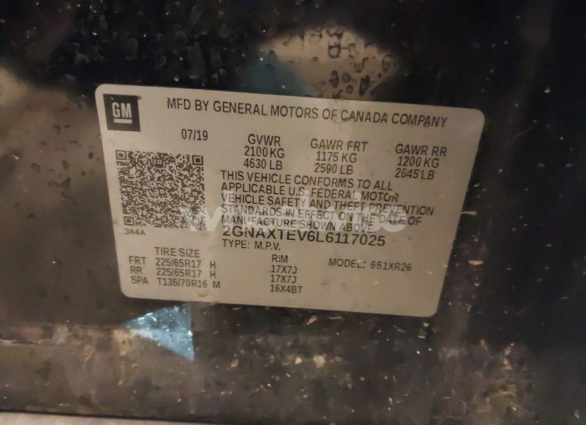 Photo 9 of 2020 Chevrolet Equinox AWD 2FL (VIN 2GNAXTEV6L6117025)