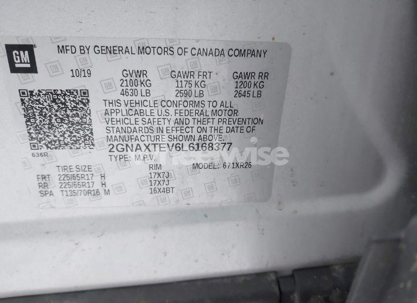 Photo 9 of 2020 Chevrolet Equinox AWD 2FL (VIN 2GNAXTEV6L6168377)