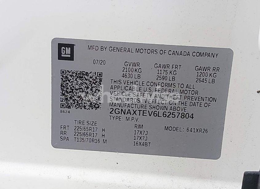 Photo 9 of 2020 Chevrolet Equinox AWD 2FL (VIN 2GNAXTEV6L6257804)