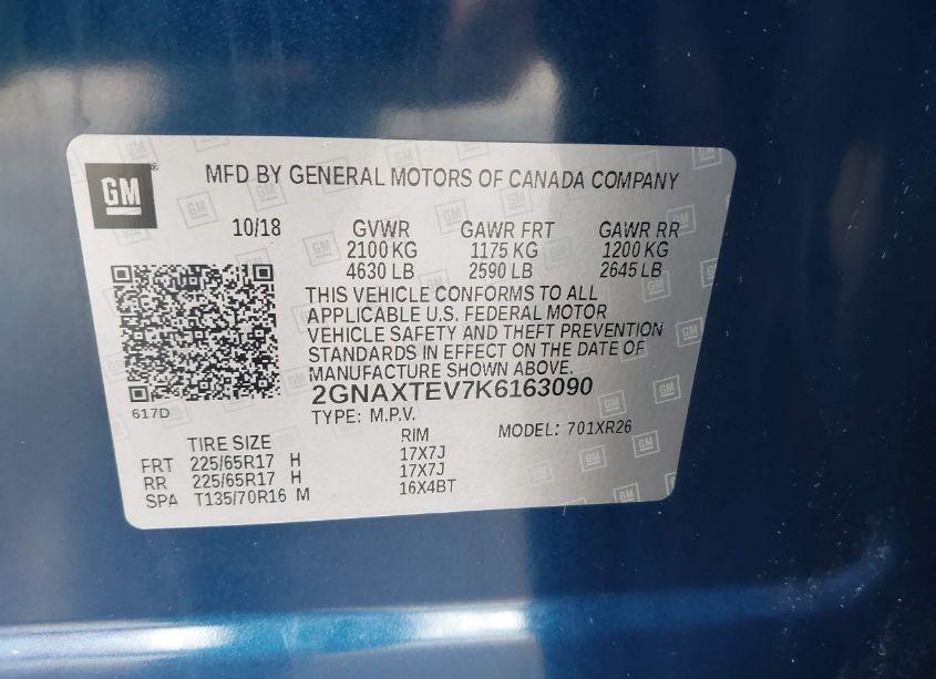 Photo 9 of 2019 Chevrolet Equinox LT (VIN 2GNAXTEV7K6163090)