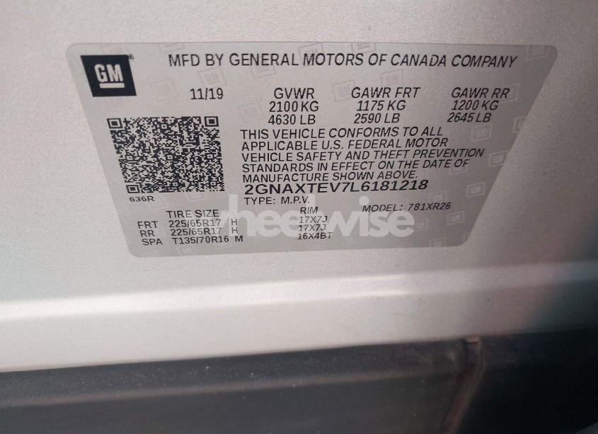 Photo 9 of 2020 Chevrolet Equinox AWD 2FL (VIN 2GNAXTEV7L6181218)