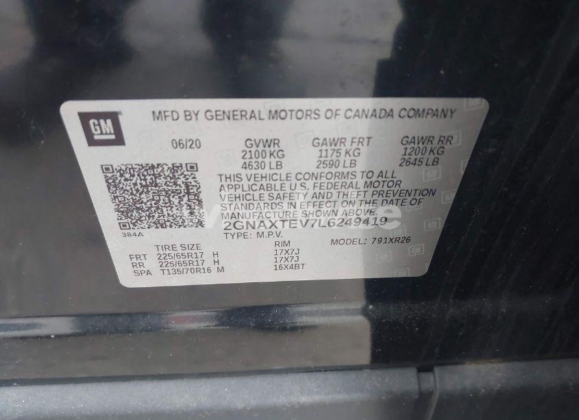 Photo 9 of 2020 Chevrolet Equinox AWD 2FL (VIN 2GNAXTEV7L6249419)