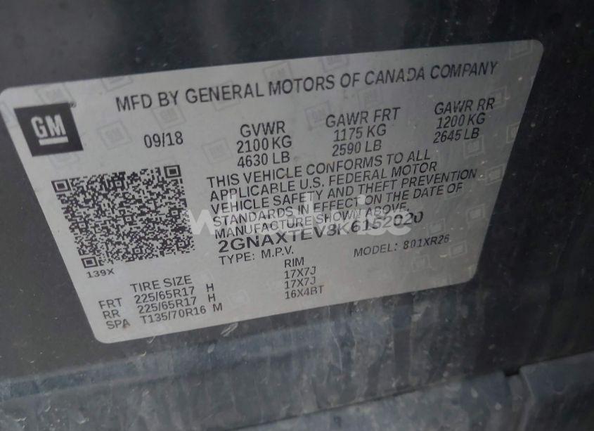 Photo 9 of 2019 Chevrolet Equinox LT (VIN 2GNAXTEV8K6152020)