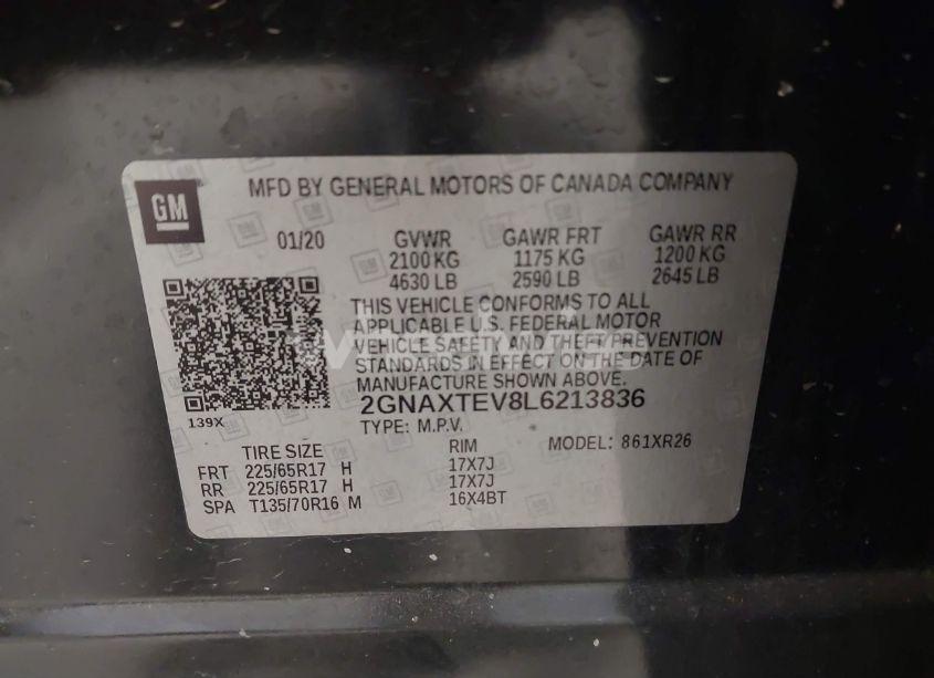 Photo 9 of 2020 Chevrolet Equinox AWD 2FL (VIN 2GNAXTEV8L6213836)