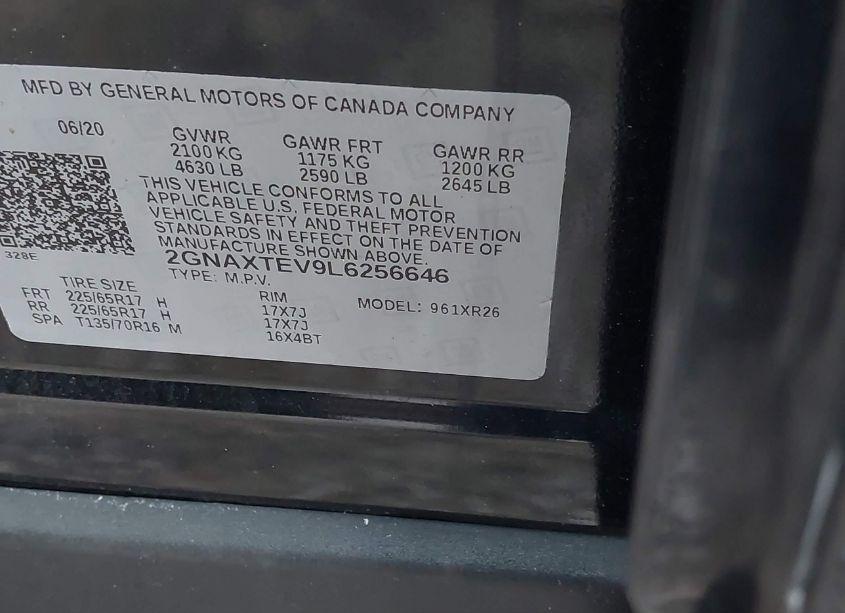 Photo 9 of 2020 Chevrolet Equinox AWD 2FL (VIN 2GNAXTEV9L6256646)