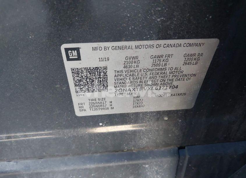 Photo 9 of 2020 Chevrolet Equinox AWD 2FL (VIN 2GNAXTEVXL6171704)