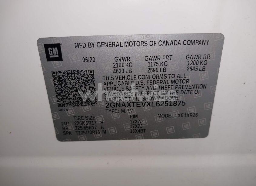 Photo 9 of 2020 Chevrolet Equinox AWD 2FL (VIN 2GNAXTEVXL6251875)