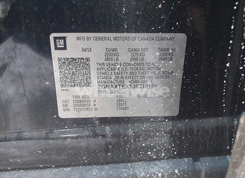 Photo 9 of 2018 Chevrolet Equinox LT (VIN 2GNAXTEX1J6318166)