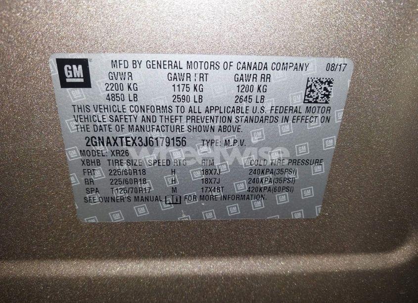 Photo 9 of 2018 Chevrolet Equinox LT (VIN 2GNAXTEX3J6179156)