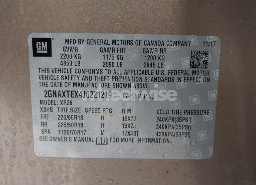 Photo 9 of 2018 Chevrolet Equinox LT (VIN 2GNAXTEX4J6221219)