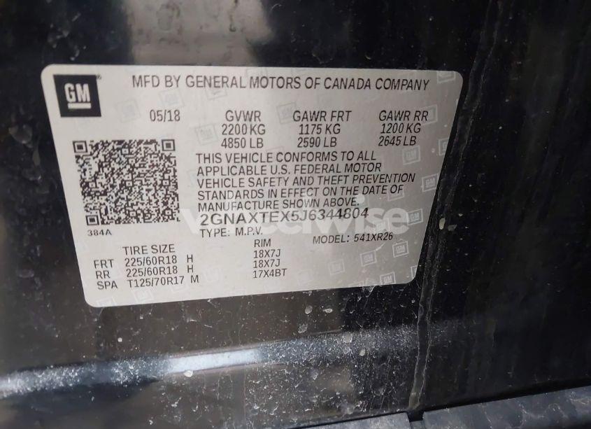 Photo 9 of 2018 Chevrolet Equinox LT (VIN 2GNAXTEX5J6344804)