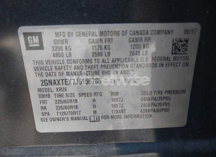 Photo 9 of 2018 Chevrolet Equinox LT (VIN 2GNAXTEX7J6156785)