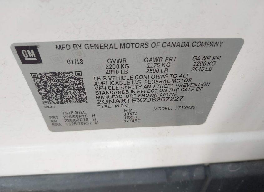 Photo 9 of 2018 Chevrolet Equinox LT (VIN 2GNAXTEX7J6257227)