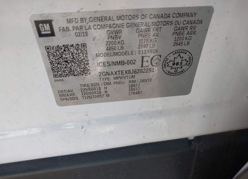 Photo 9 of 2018 Chevrolet Equinox LT (VIN 2GNAXTEX8J6282251)