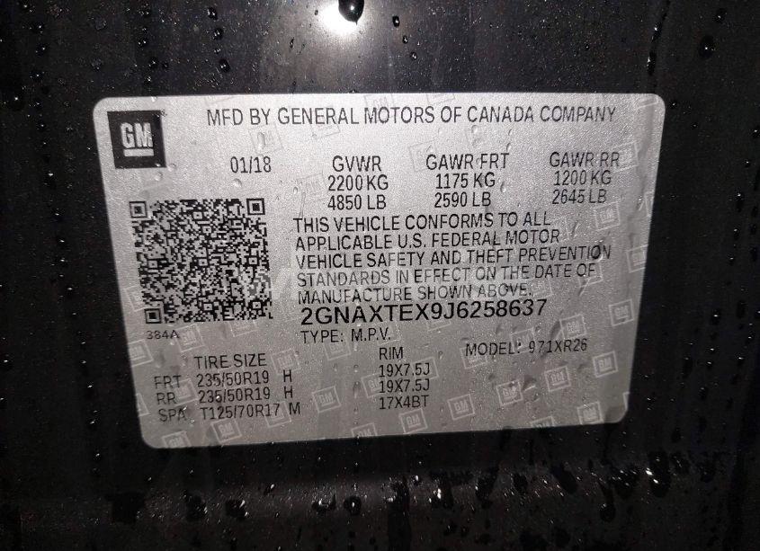 Photo 9 of 2018 Chevrolet Equinox LT (VIN 2GNAXTEX9J6258637)