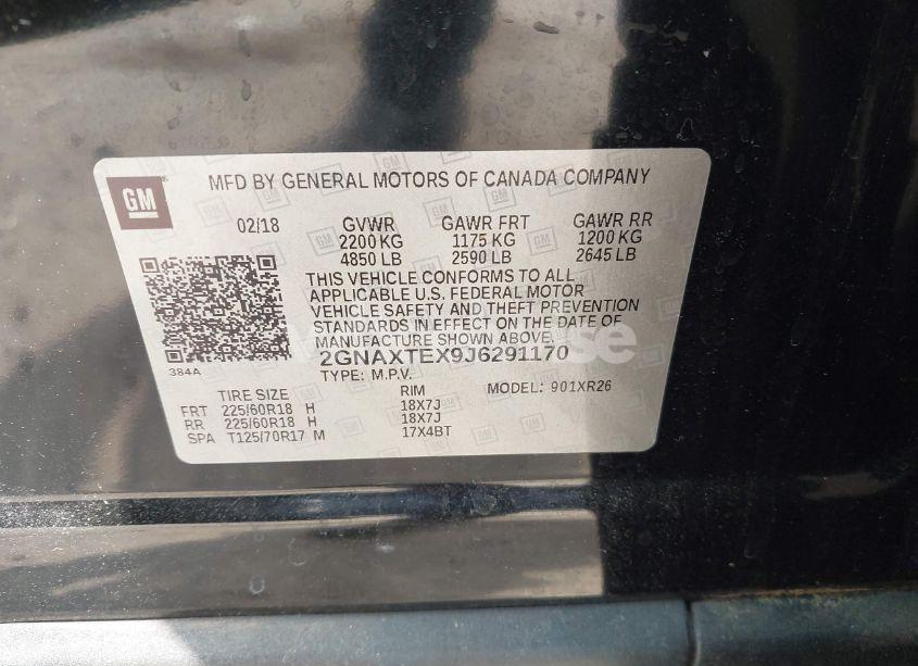 Photo 9 of 2018 Chevrolet Equinox LT (VIN 2GNAXTEX9J6291170)