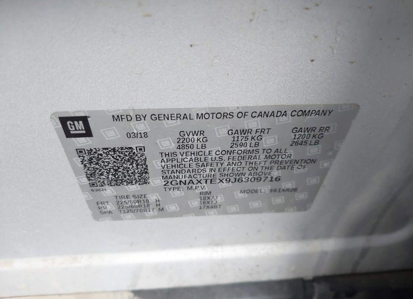 Photo 9 of 2018 Chevrolet Equinox LT (VIN 2GNAXTEX9J6309716)