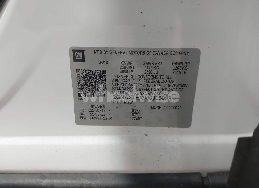 Photo 9 of 2018 Chevrolet Equinox LT (VIN 2GNAXTEX9J6335099)