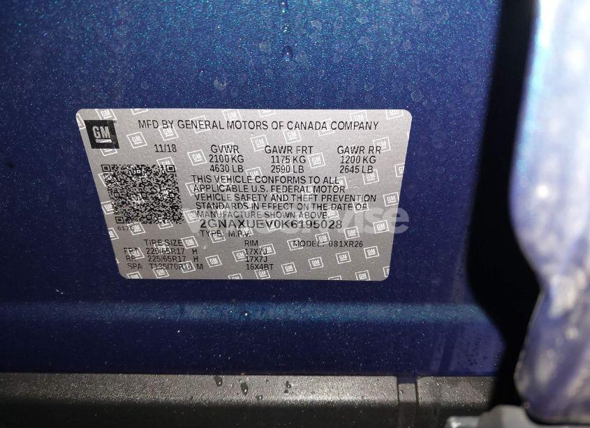 Photo 9 of 2019 Chevrolet Equinox LT (VIN 2GNAXUEV0K6195028)