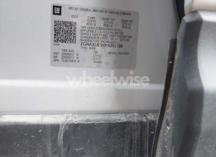 Photo 9 of 2019 Chevrolet Equinox LT (VIN 2GNAXUEV0K6262789)