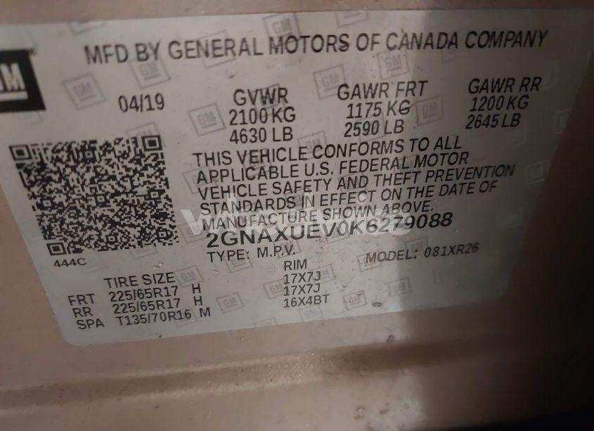 Photo 9 of 2019 Chevrolet Equinox LT (VIN 2GNAXUEV0K6279088)