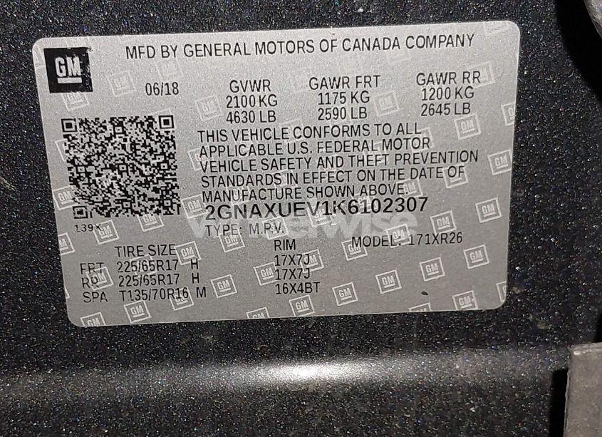 Photo 9 of 2019 Chevrolet Equinox LT (VIN 2GNAXUEV1K6102307)