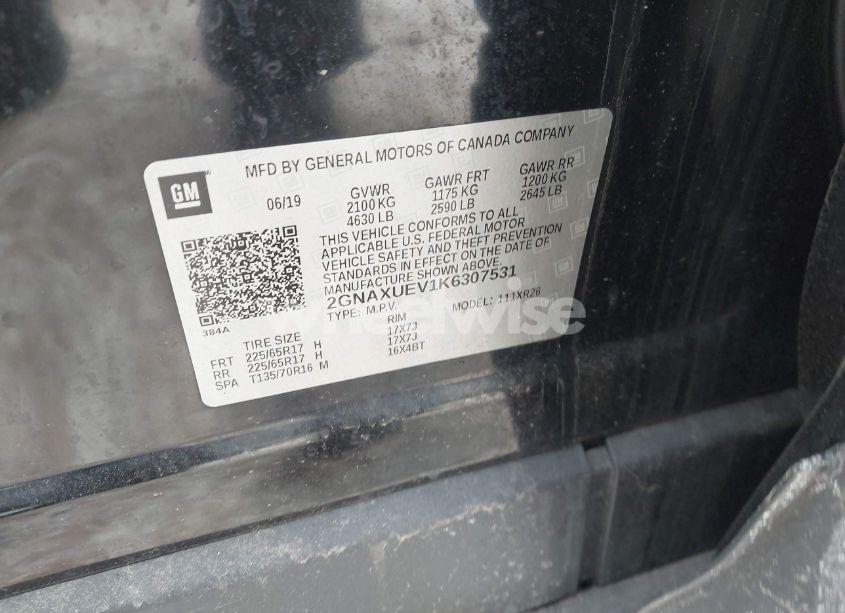 Photo 9 of 2019 Chevrolet Equinox LT (VIN 2GNAXUEV1K6307531)