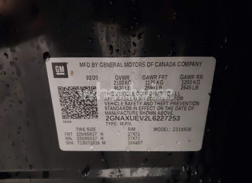 Photo 9 of 2020 Chevrolet Equinox AWD LT 1.5L TURBO (VIN 2GNAXUEV2L6227253)