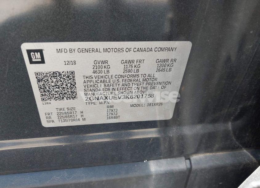 Photo 9 of 2019 Chevrolet Equinox LT (VIN 2GNAXUEV3K6201758)