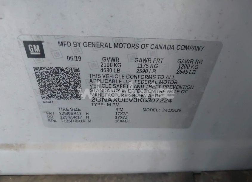 Photo 9 of 2019 Chevrolet Equinox LT (VIN 2GNAXUEV3K6307224)