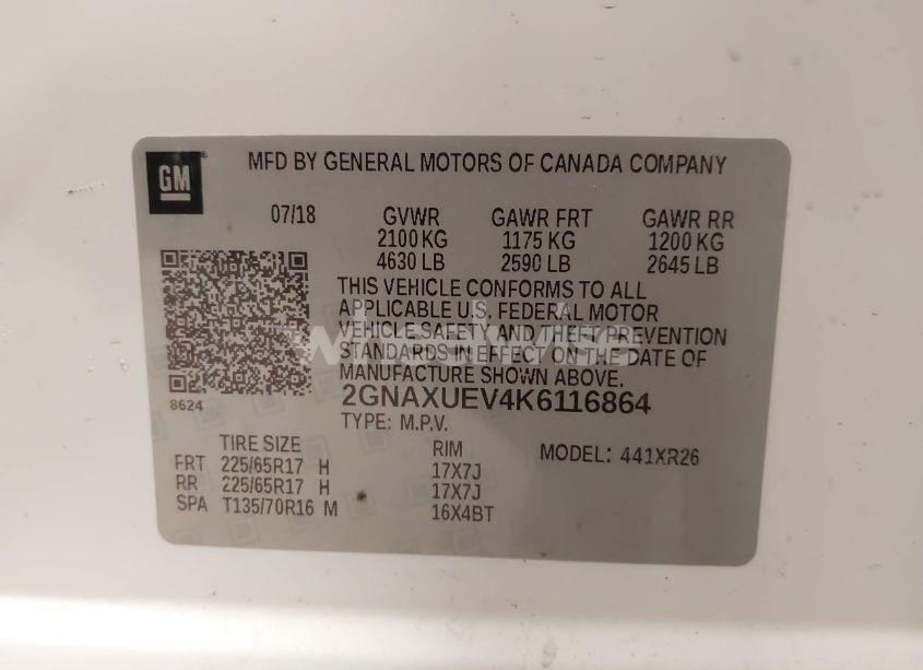 Photo 9 of 2019 Chevrolet Equinox LT (VIN 2GNAXUEV4K6116864)