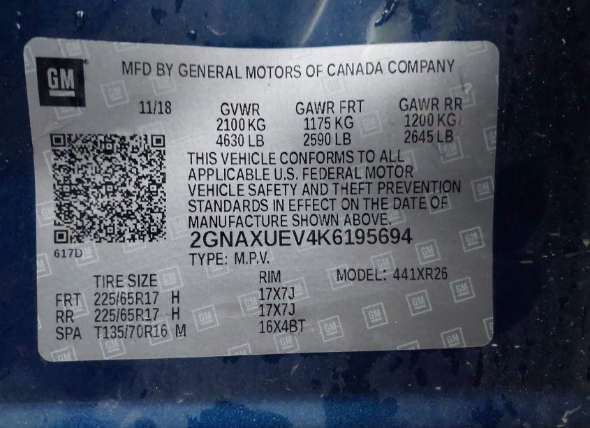 Photo 9 of 2019 Chevrolet Equinox LT (VIN 2GNAXUEV4K6195694)