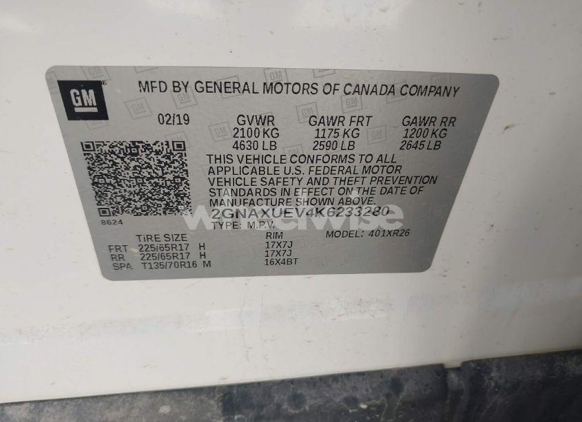 Photo 9 of 2019 Chevrolet Equinox LT (VIN 2GNAXUEV4K6233280)