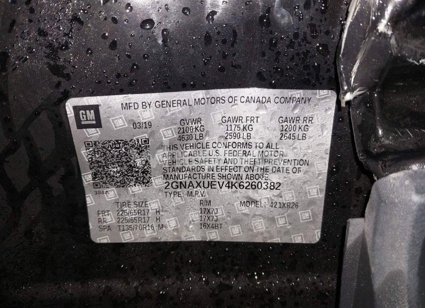 Photo 9 of 2019 Chevrolet Equinox LT (VIN 2GNAXUEV4K6260382)