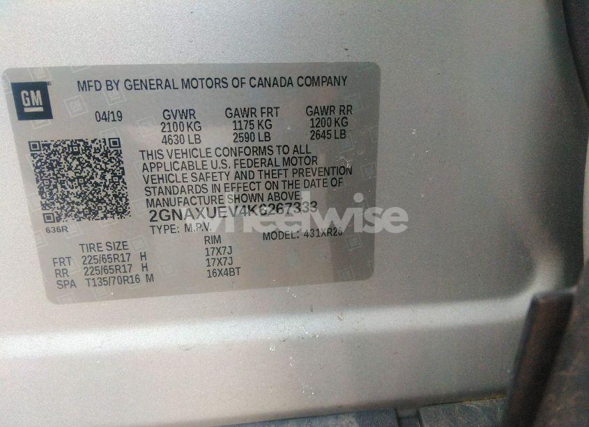 Photo 9 of 2019 Chevrolet Equinox LT (VIN 2GNAXUEV4K6267333)