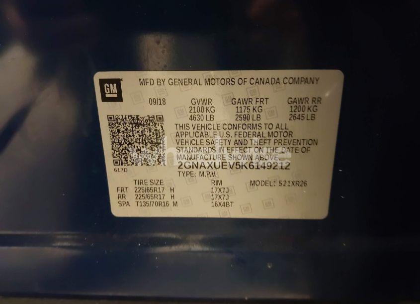 Photo 9 of 2019 Chevrolet Equinox LT (VIN 2GNAXUEV5K6149212)