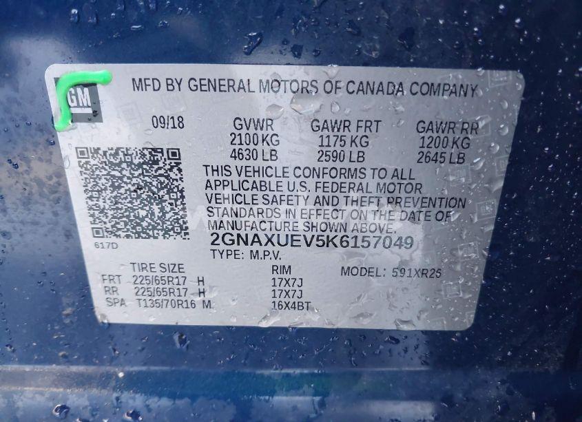 Photo 9 of 2019 Chevrolet Equinox LT (VIN 2GNAXUEV5K6157049)