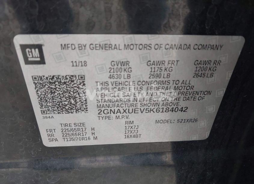 Photo 9 of 2019 Chevrolet Equinox LT (VIN 2GNAXUEV5K6184042)