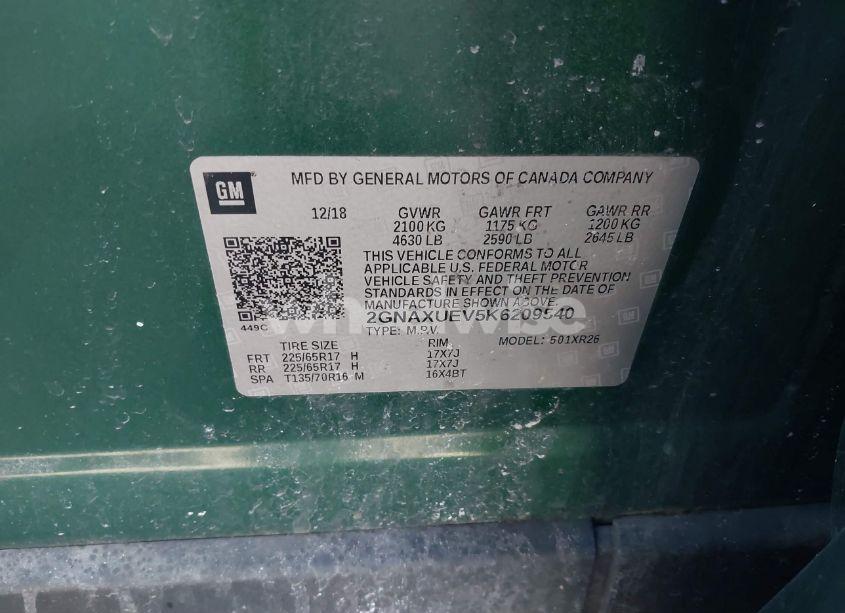 Photo 9 of 2019 Chevrolet Equinox LT (VIN 2GNAXUEV5K6209540)