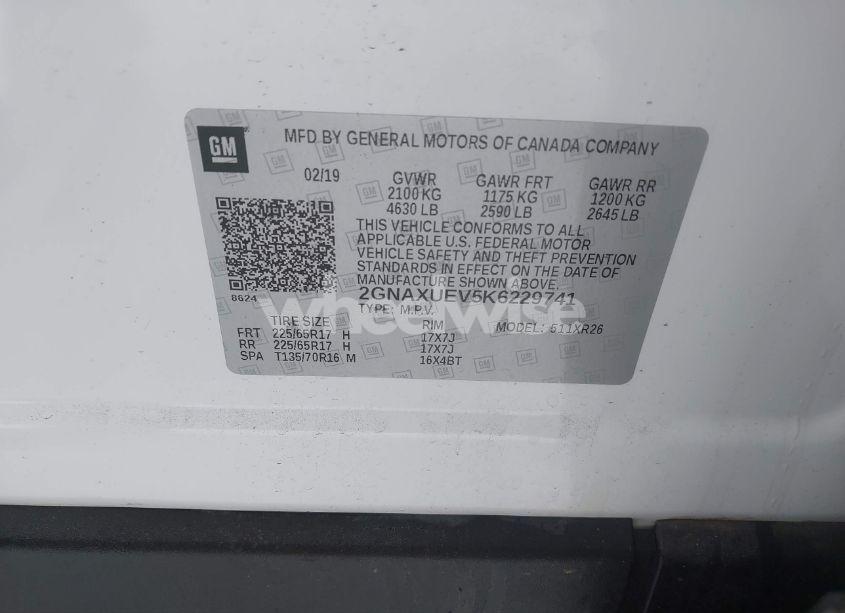 Photo 9 of 2019 Chevrolet Equinox LT (VIN 2GNAXUEV5K6229741)