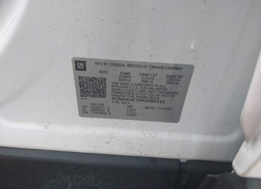 Photo 9 of 2019 Chevrolet Equinox LT (VIN 2GNAXUEV5K6260312)