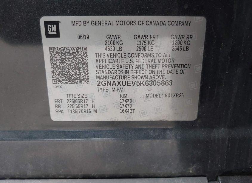 Photo 9 of 2019 Chevrolet Equinox LT (VIN 2GNAXUEV5K6305863)